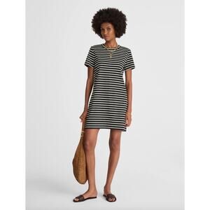 Madewell Mini Tee Dress Dark Navy Crewneck Striped Cotton Relaxed Large NWT